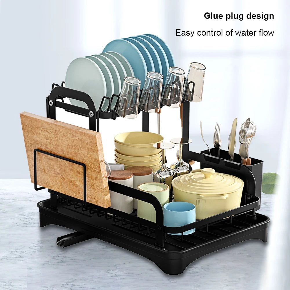 2 Tier Dish Bowl Drainer Storage Rack