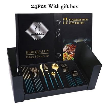 24pcs Elegant stainless steel cutlery gift set