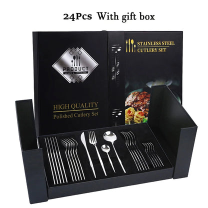 24pcs Elegant stainless steel cutlery gift set