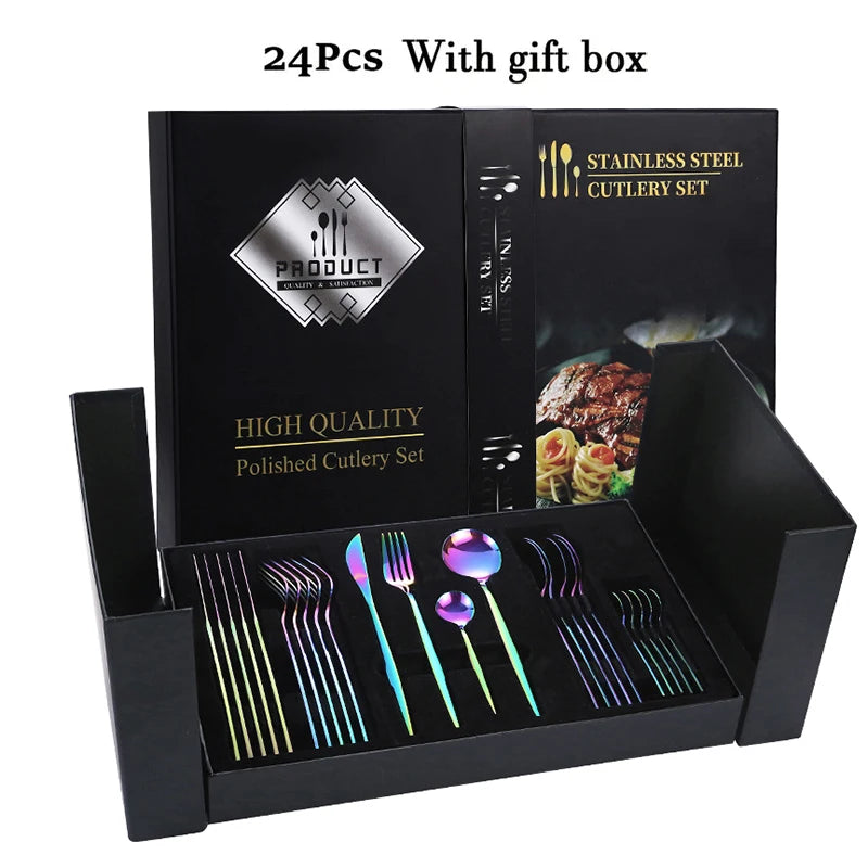 24pcs Elegant stainless steel cutlery gift set