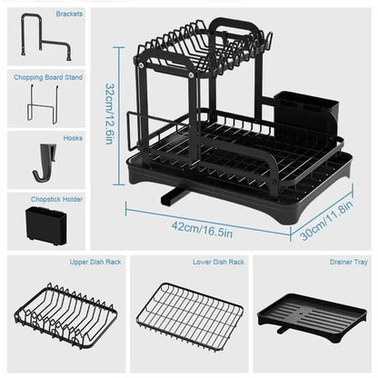 2 Tier Dish Bowl Drainer Storage Rack